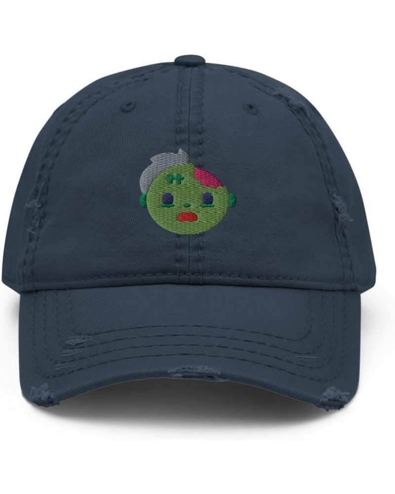 Kawaii Zombie Hat (Embroidered Distressed Dad Cap) Cute Halloween Hats Navy $19.21 Baseball Caps