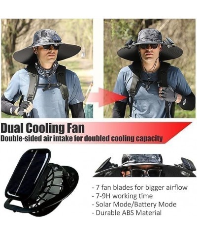 OutdoorWide Brim Solar Fan Hat, Wide Brim Solar Fan Outdoor Fishing Hat, Solar Fan Hats for Men-Solar & USB Charging Camoufla...