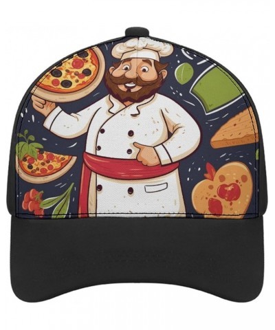 Baseball Cap,Chef Pizza Adjustable Baseball Hat,Personalized Trucker Caps,top Level Baseball Cap Gift for Men/Women Black-sty...