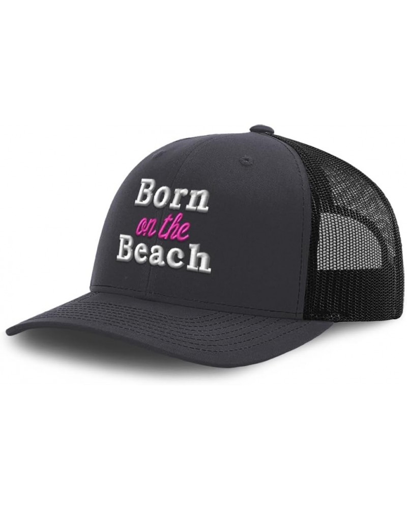 Trucker Baseball Cap Born on The Beach Cotton Dad Hats for Men & Women Dark Grey Black $11.88 Baseball Caps