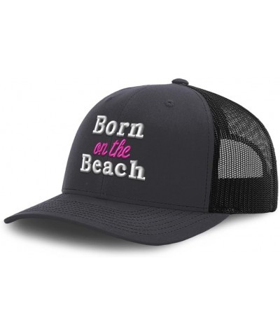 Trucker Baseball Cap Born on The Beach Cotton Dad Hats for Men & Women Dark Grey Black $11.88 Baseball Caps