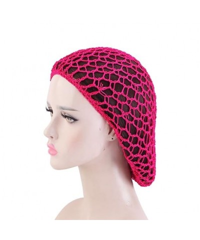 New Wide Band Mesh Hair Net Headbands for Sleeping Lady Hair Accessories Women Soft Crochet Hairnet Oversize Knit Hat Cap(lig...