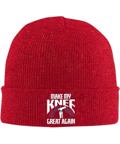 Make My Knee Great Again Beanie Men Slouchy Knit Skull Cap Black Warm Winter Ski Stocking Hats Red $8.00 Skullies & Beanies