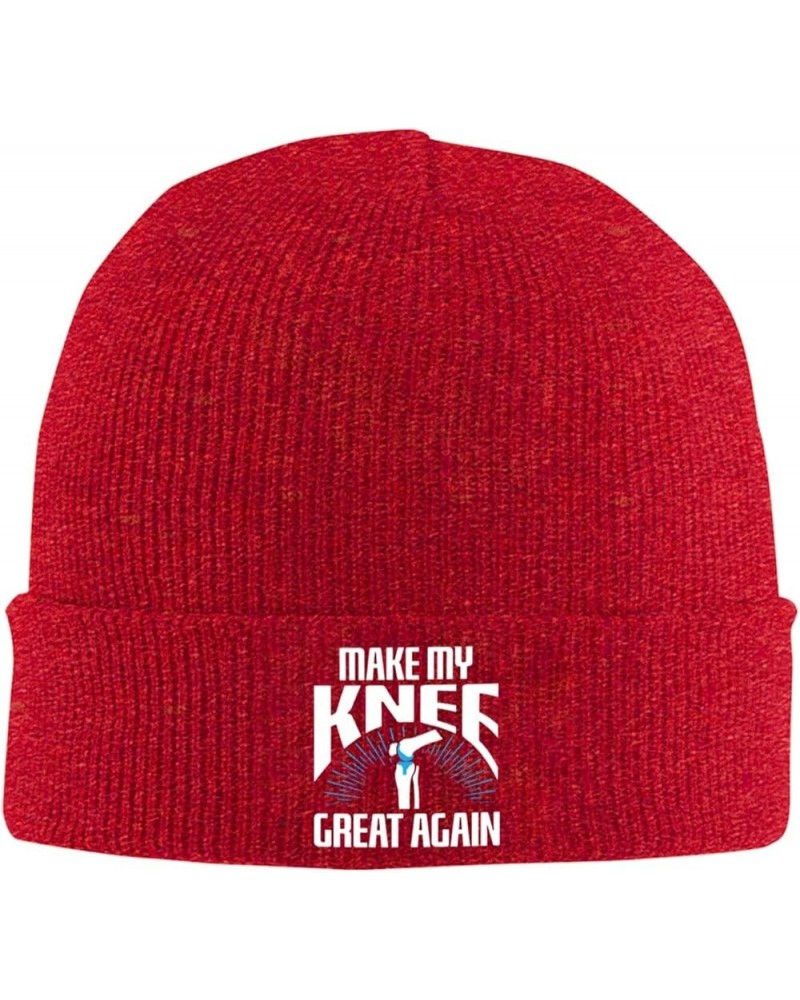 Make My Knee Great Again Beanie Men Slouchy Knit Skull Cap Black Warm Winter Ski Stocking Hats Red $8.00 Skullies & Beanies