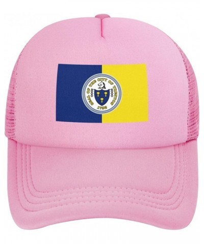 Flag of Trenton, New Jersey Baseball Cap for Men Women Trucker Hat Mesh Back Caps Dad Hat Pink $10.65 Baseball Caps