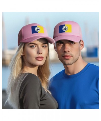 Flag of Trenton, New Jersey Baseball Cap for Men Women Trucker Hat Mesh Back Caps Dad Hat Pink $10.65 Baseball Caps