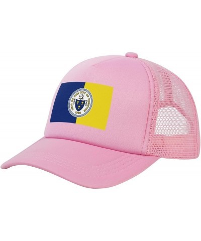 Flag of Trenton, New Jersey Baseball Cap for Men Women Trucker Hat Mesh Back Caps Dad Hat Pink $10.65 Baseball Caps