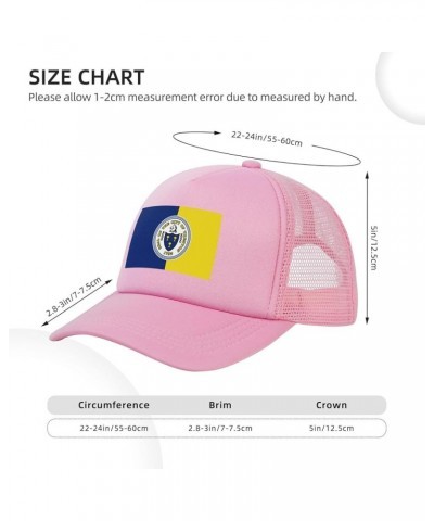 Flag of Trenton, New Jersey Baseball Cap for Men Women Trucker Hat Mesh Back Caps Dad Hat Pink $10.65 Baseball Caps