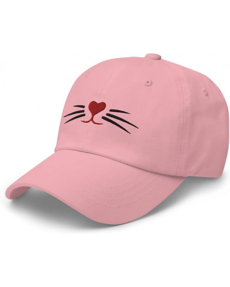 Cat Whiskers Heart Nose Embroidered Baseball Cap Cotton Adjustable Dad Hat Pink $17.52 Baseball Caps