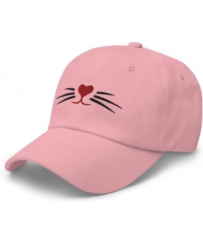 Cat Whiskers Heart Nose Embroidered Baseball Cap Cotton Adjustable Dad Hat Pink $17.52 Baseball Caps