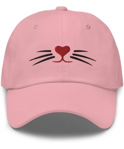 Cat Whiskers Heart Nose Embroidered Baseball Cap Cotton Adjustable Dad Hat Pink $17.52 Baseball Caps