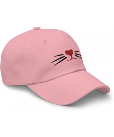 Cat Whiskers Heart Nose Embroidered Baseball Cap Cotton Adjustable Dad Hat Pink $17.52 Baseball Caps