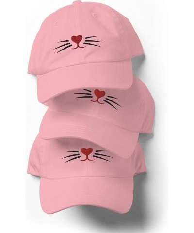 Cat Whiskers Heart Nose Embroidered Baseball Cap Cotton Adjustable Dad Hat Pink $17.52 Baseball Caps