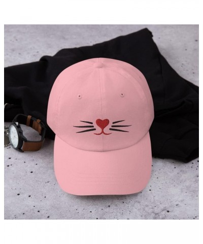 Cat Whiskers Heart Nose Embroidered Baseball Cap Cotton Adjustable Dad Hat Pink $17.52 Baseball Caps