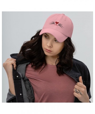 Cat Whiskers Heart Nose Embroidered Baseball Cap Cotton Adjustable Dad Hat Pink $17.52 Baseball Caps