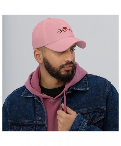 Cat Whiskers Heart Nose Embroidered Baseball Cap Cotton Adjustable Dad Hat Pink $17.52 Baseball Caps