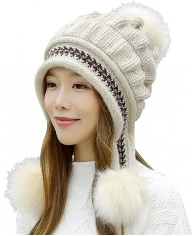 Fashion Womens Flower Knit Crochet Hat Winter Warm Cap Beret for Men French Beige-b $13.93 Berets