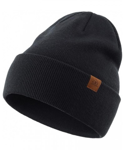 Mens Winter Hats Acrylic Knit Cuff Beanie Cap Warm Womens Beanie Hat Black $9.00 Skullies & Beanies