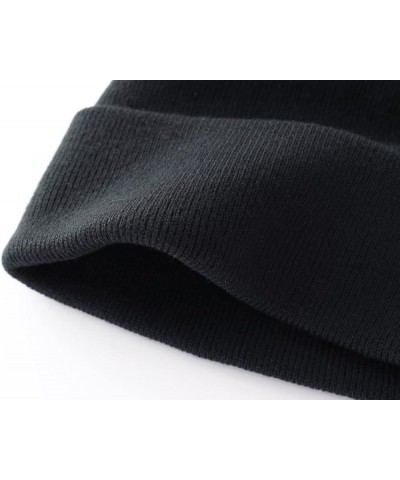 Mens Winter Hats Acrylic Knit Cuff Beanie Cap Warm Womens Beanie Hat Black $9.00 Skullies & Beanies