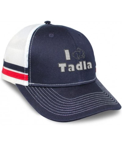 Custom Trucker Hat Baseball Cap I Rabbit Tadla A Bunny Cotton Animal Dad Hats for Men & Women Navy White Stripes Design Only ...