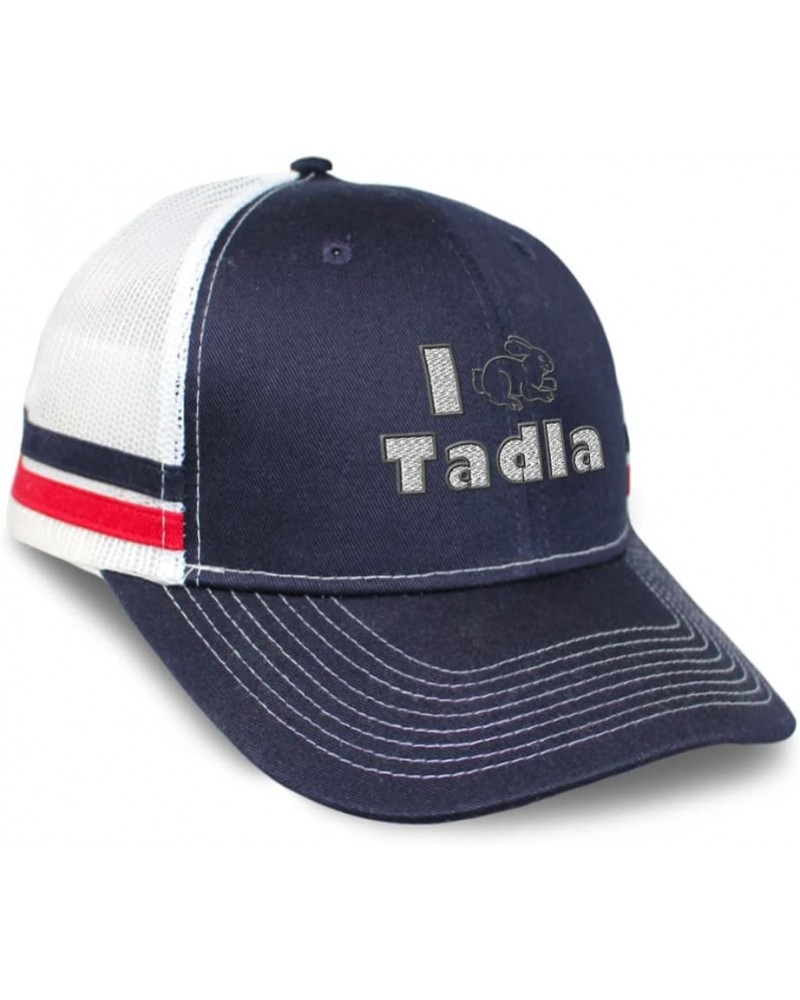 Custom Trucker Hat Baseball Cap I Rabbit Tadla A Bunny Cotton Animal Dad Hats for Men & Women Navy White Stripes Design Only ...