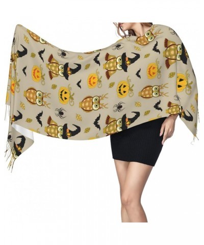 Halloween Print Tassel Scarf -Women'S Thick Large Blanket Shawl Scarf Winter Warm Shawl Scarf, Halloween Pumpkin and Owl $12....