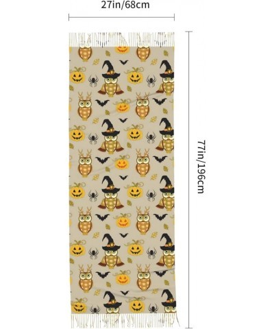 Halloween Print Tassel Scarf -Women'S Thick Large Blanket Shawl Scarf Winter Warm Shawl Scarf, Halloween Pumpkin and Owl $12....