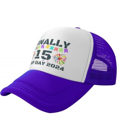 Leap-Year Hat Leap-Year 15 Finally 15 Years Old Hat 2024 Birthday Hunting Mesh Cap Trucker Hat Baseball Cap Purple $9.23 Base...