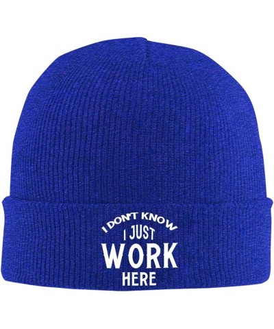 I Don't Know I Just Work Here Beanie Hat for Men and Women Winter Warm Hats Knit Slouchy Skull Cap,Black Blue $8.84 Skullies ...