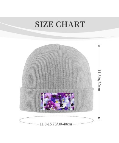 Purple Flower Print Knitted Hat Adult Beanie Hat,Elastic Brimless Cap, Doudou Hat Christmas,Birthdays Gray $13.22 Skullies & ...