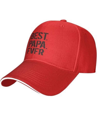 Best Papa Ever Cowboy Hat Vintage Washed Adjustable Baseball Caps Men Women Low Profile Dad Hat Red $10.39 Baseball Caps