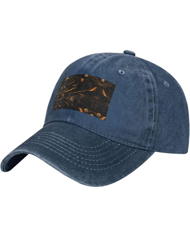 Black and Gold Background Baseball Cap Adjustable Twill Bulk with Ponytail Hole Washed Dad Hat for Men Women Navy Blue $12.09...