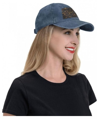 Black and Gold Background Baseball Cap Adjustable Twill Bulk with Ponytail Hole Washed Dad Hat for Men Women Navy Blue $12.09...