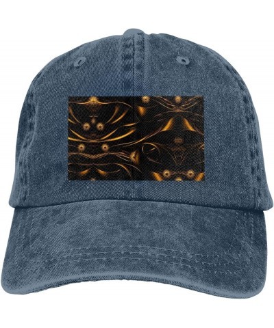 Black and Gold Background Baseball Cap Adjustable Twill Bulk with Ponytail Hole Washed Dad Hat for Men Women Navy Blue $12.09...