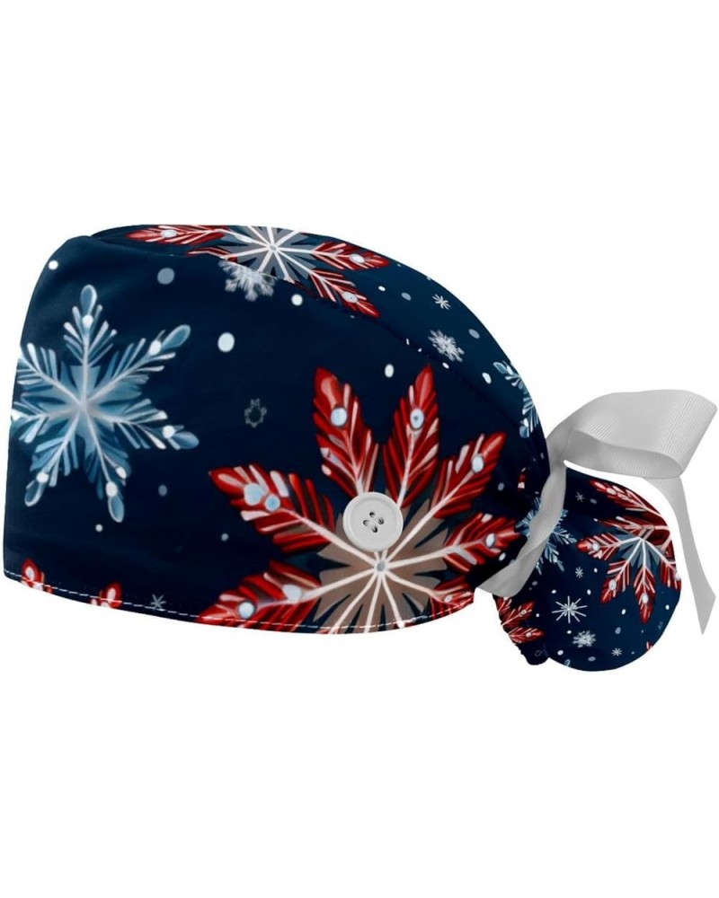 Christmas Snowflakes 2 Pcs Scrub Cap Working Cap with Buttons One Size Adjustable Nurse Hat for Woman Man Color 9 $9.01 Skull...