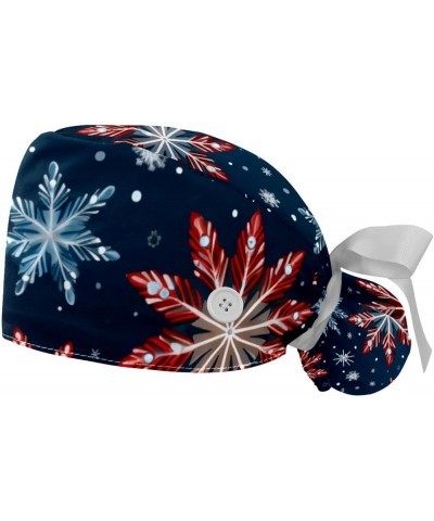 Christmas Snowflakes 2 Pcs Scrub Cap Working Cap with Buttons One Size Adjustable Nurse Hat for Woman Man Color 9 $9.01 Skull...