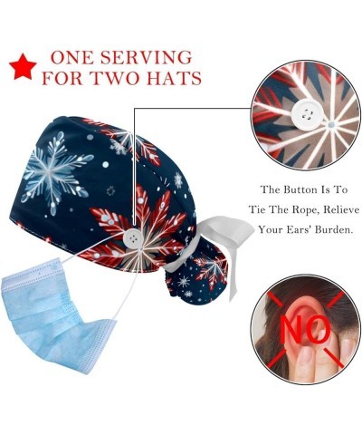 Christmas Snowflakes 2 Pcs Scrub Cap Working Cap with Buttons One Size Adjustable Nurse Hat for Woman Man Color 9 $9.01 Skull...