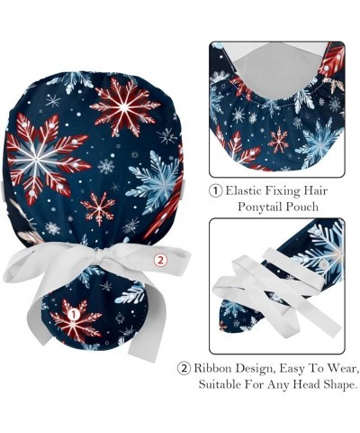 Christmas Snowflakes 2 Pcs Scrub Cap Working Cap with Buttons One Size Adjustable Nurse Hat for Woman Man Color 9 $9.01 Skull...