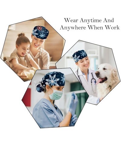 Christmas Snowflakes 2 Pcs Scrub Cap Working Cap with Buttons One Size Adjustable Nurse Hat for Woman Man Color 9 $9.01 Skull...