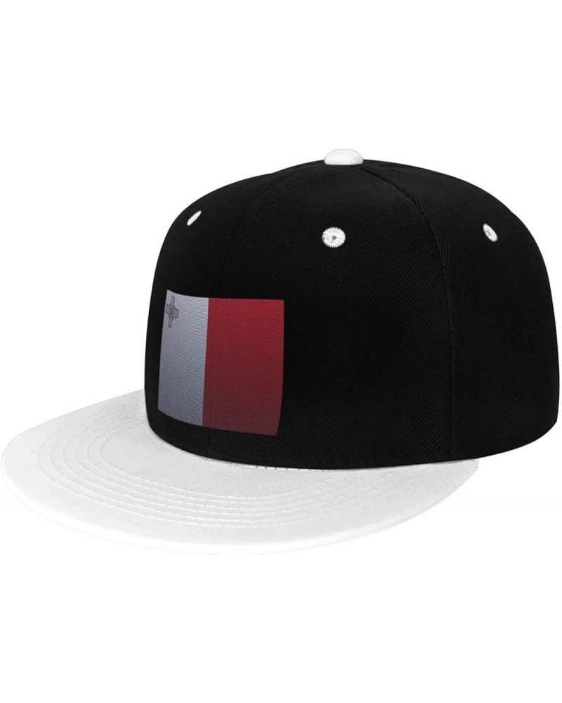 Flag of Malta Knitting Effect Snapback Hat for Men Women Baseball Cap Trucker Flat Bill Hats Dad Caps White $14.30 Baseball Caps