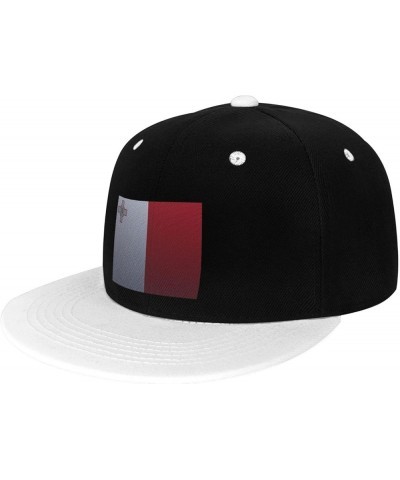 Flag of Malta Knitting Effect Snapback Hat for Men Women Baseball Cap Trucker Flat Bill Hats Dad Caps White $14.30 Baseball Caps