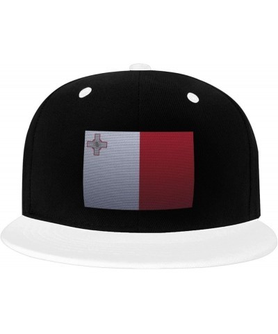 Flag of Malta Knitting Effect Snapback Hat for Men Women Baseball Cap Trucker Flat Bill Hats Dad Caps White $14.30 Baseball Caps