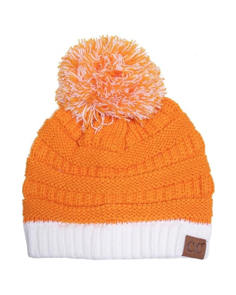 Exclusive University College School Team Color Pom Pom Skully Beanie Hat Cap Orange/White $13.50 Skullies & Beanies