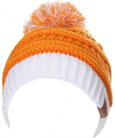 Exclusive University College School Team Color Pom Pom Skully Beanie Hat Cap Orange/White $13.50 Skullies & Beanies