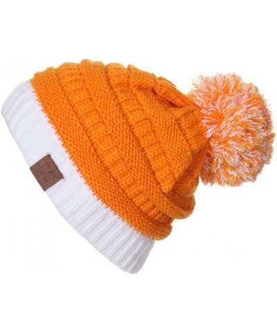 Exclusive University College School Team Color Pom Pom Skully Beanie Hat Cap Orange/White $13.50 Skullies & Beanies