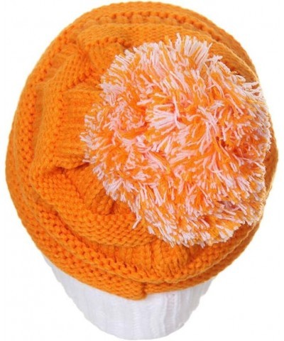 Exclusive University College School Team Color Pom Pom Skully Beanie Hat Cap Orange/White $13.50 Skullies & Beanies