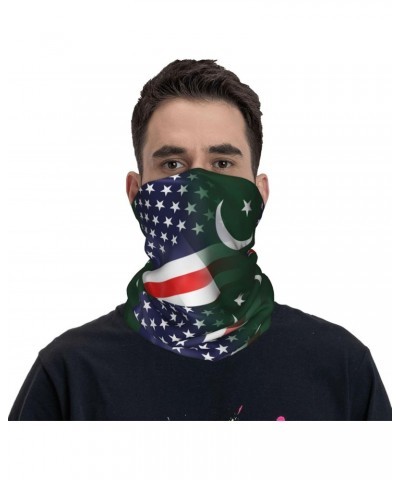 American And Pakistan Flag Neck Gaiter Face Cover Scarf, Breathable Windproof Sun Protection Men Women Balaclava Outdoor Skii...