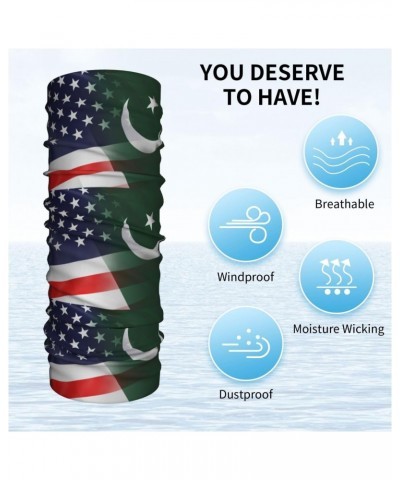 American And Pakistan Flag Neck Gaiter Face Cover Scarf, Breathable Windproof Sun Protection Men Women Balaclava Outdoor Skii...