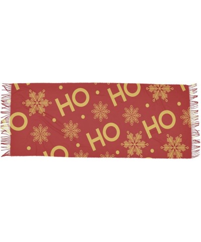 Acpiggto Women Warm Scarf Christmas Hoho Snowflakes Text New Year Winter Gold Red Winter Shawl Faux Cashmere Scarves for Wedd...