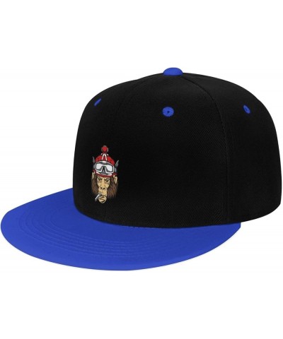 Monkey Head Wearing a Red Hat Snapback Hat for Men Women Baseball Cap Trucker Flat Bill Hats Dad Caps Blue $10.42 Baseball Caps